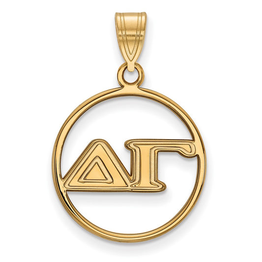 Gold Plated Sterling Silver Logoart Delta Gamma Sorority Greek Letters Medium Circle Pendant