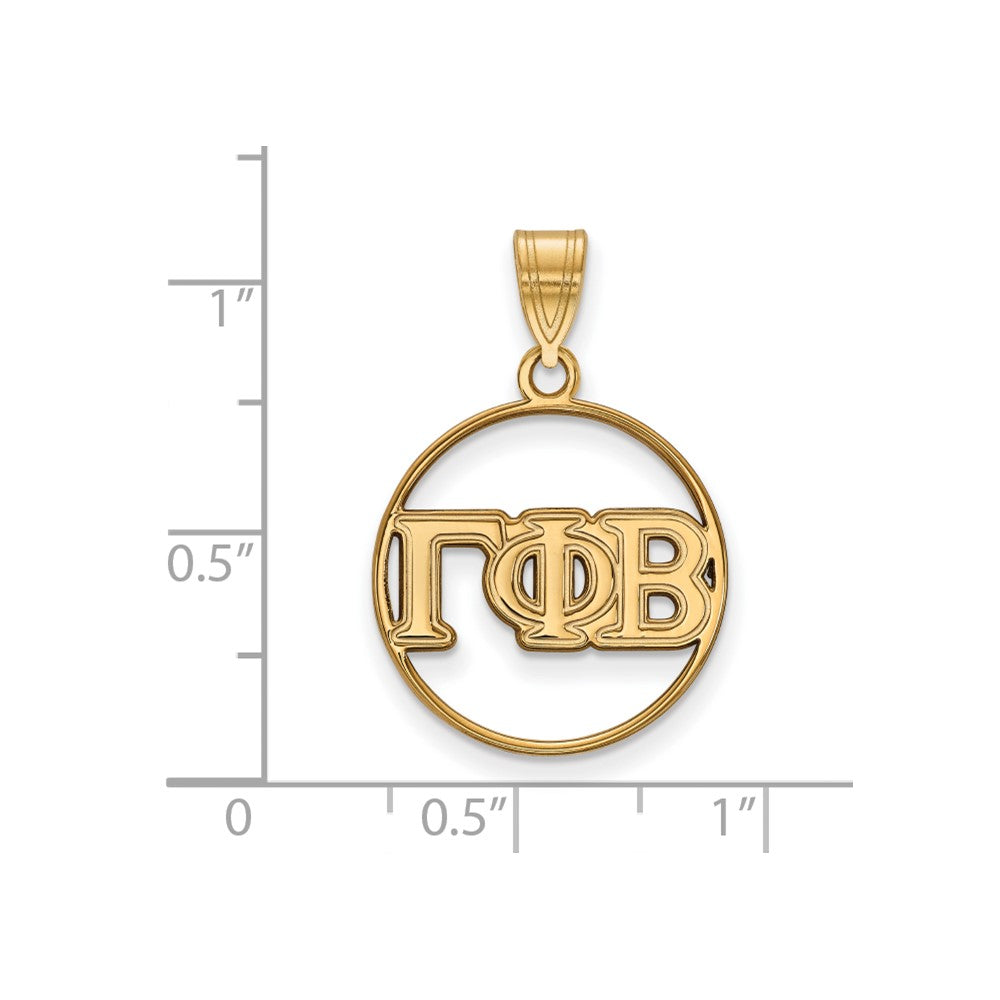 Gold Plated Sterling Silver Logoart Gamma Phi Beta Sorority Greek Letters Medium Circle Pendant