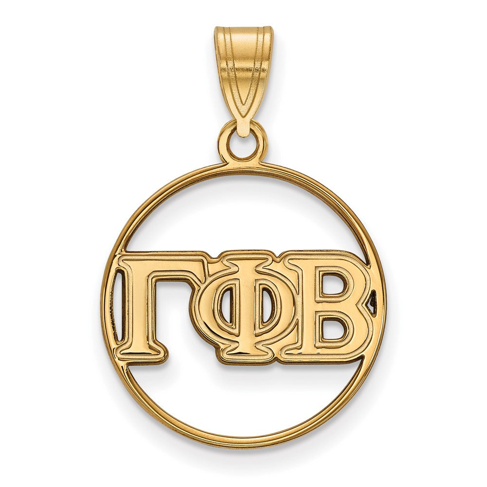 Gold Plated Sterling Silver Logoart Gamma Phi Beta Sorority Greek Letters Medium Circle Pendant