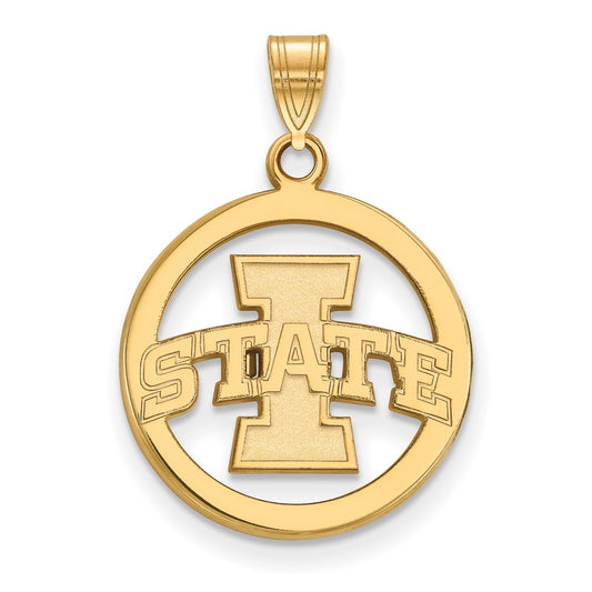 Gold Plated Sterling Silver Logoart Iowa State University Medium Circle Pendant