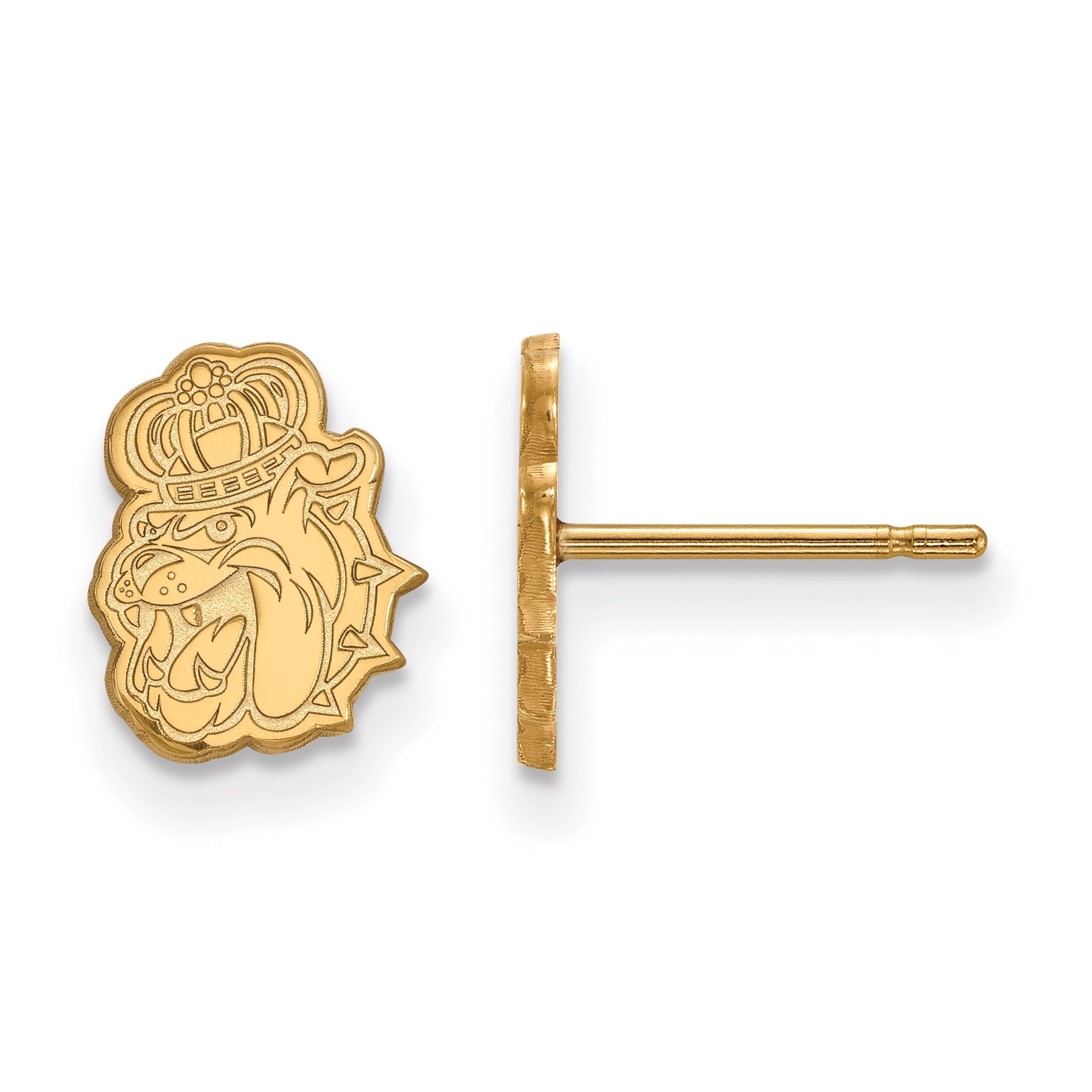 Gold Plated Sterling Silver Logoart James Madison University Duke Dog Extra Small Post Earrings