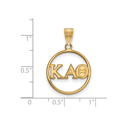 Gold Plated Sterling Silver Logoart Kappa Alpha Theta Sorority Greek Letters Medium Circle Pendant