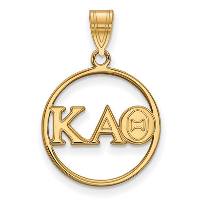 Gold Plated Sterling Silver Logoart Kappa Alpha Theta Sorority Greek Letters Medium Circle Pendant
