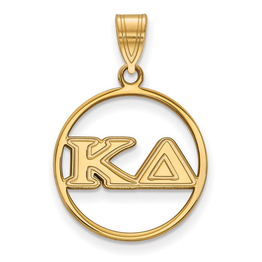 Gold Plated Sterling Silver Logoart Kappa Delta Sorority Greek Letters Medium Circle Pendant