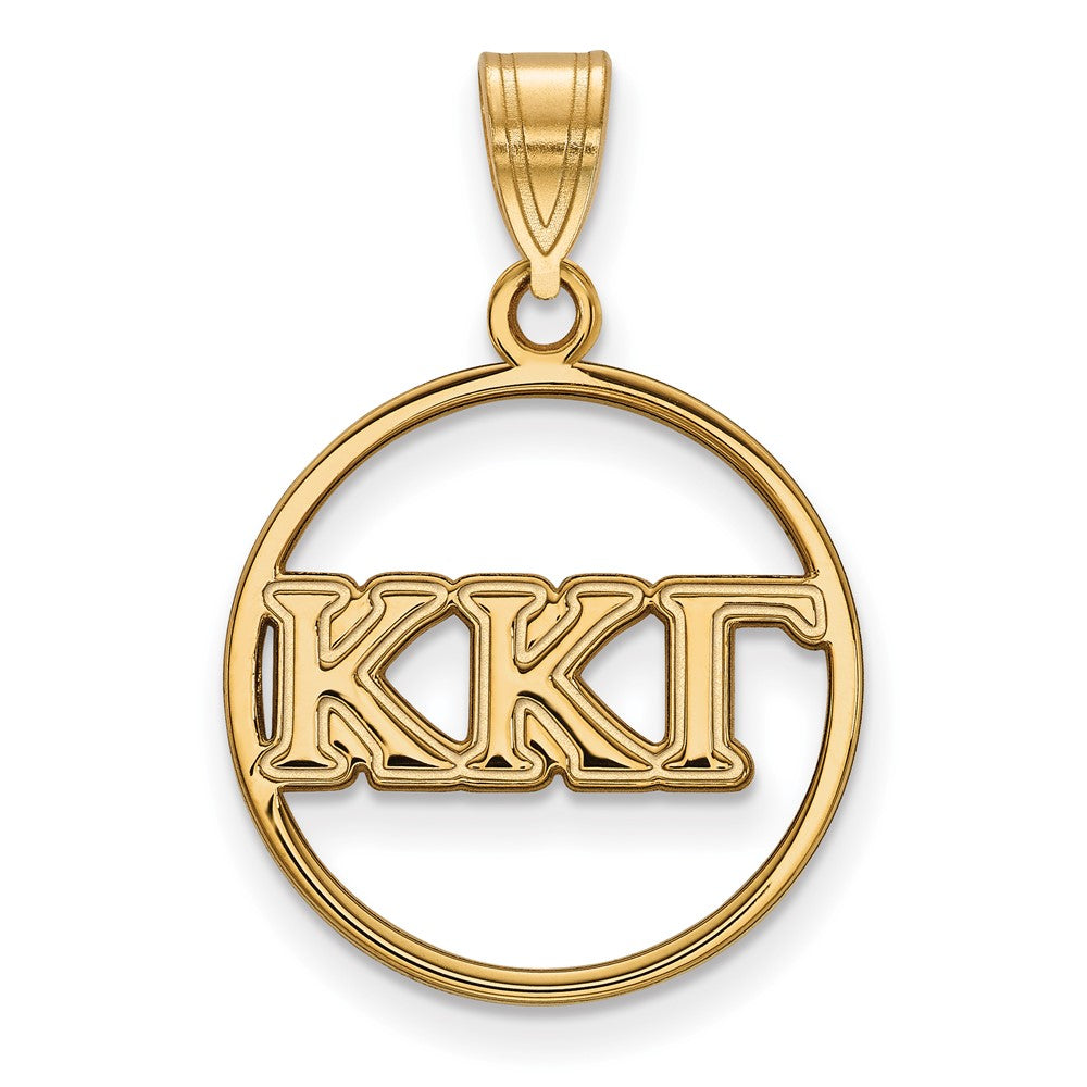 Gold Plated Sterling Silver Logoart Kappa Gamma Sorority Greek Letters Medium Circle Pendant