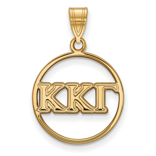 Gold Plated Sterling Silver Logoart Kappa Gamma Sorority Greek Letters Medium Circle Pendant