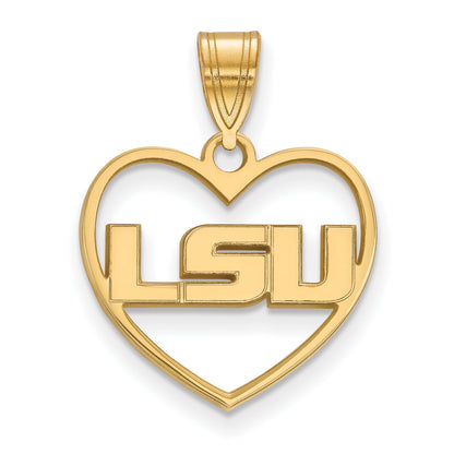 Gold Plated Sterling Silver Logoart Louisiana State University L S U Heart Pendant