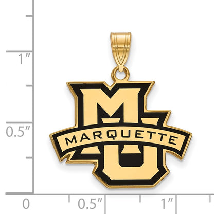 Gold Plated Sterling Silver Logoart Marquette University Large Enameled Pendant