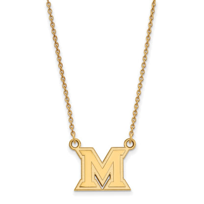 14K Yellow Gold Logoart Miami University Ohio Letter M Small Pendant 18 Inch Necklace