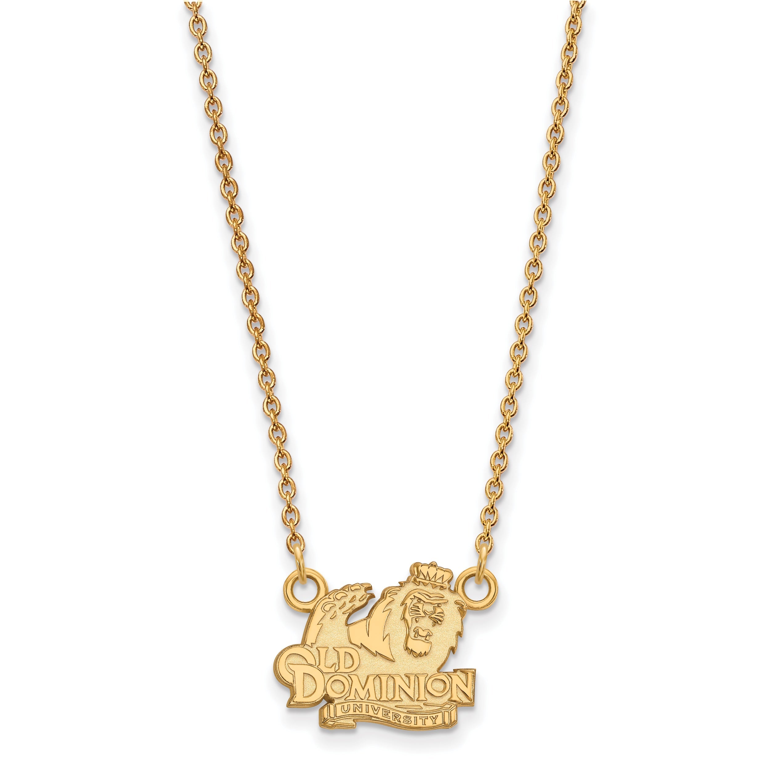 Gold Plated Sterling Silver Logoart Old Dominion University Small Pendant 18 Inch Necklace