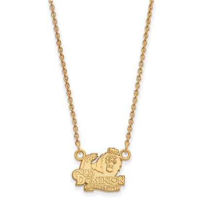 Gold Plated Sterling Silver Logoart Old Dominion University Small Pendant 18 Inch Necklace