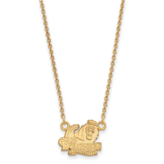 Gold Plated Sterling Silver Logoart Old Dominion University Small Pendant 18 Inch Necklace
