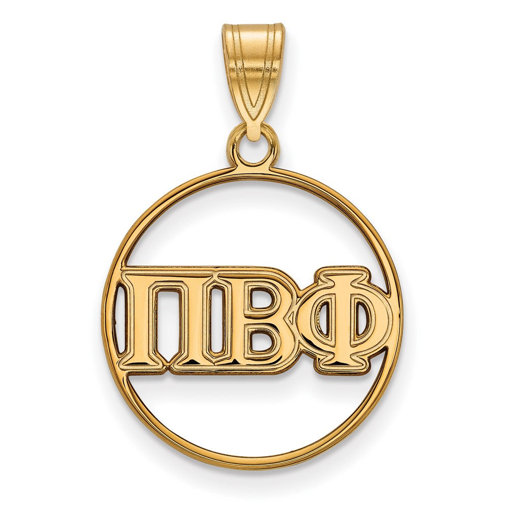 Gold Plated Sterling Silver Logoart Pi Beta Phi Sorority Greek Letters Medium Circle Pendant