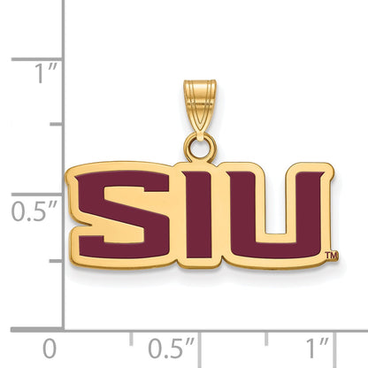Gold Plated Sterling Silver Logoart Southern Illinois University S I U Small Enameled Pendant