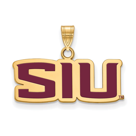 Gold Plated Sterling Silver Logoart Southern Illinois University S I U Small Enameled Pendant