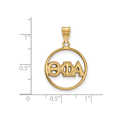 Gold Plated Sterling Silver Logoart Theta Phi Alpha Sorority Greek Letters Medium Circle Pendant