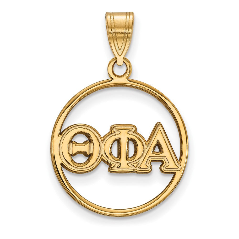 Gold Plated Sterling Silver Logoart Theta Phi Alpha Sorority Greek Letters Medium Circle Pendant