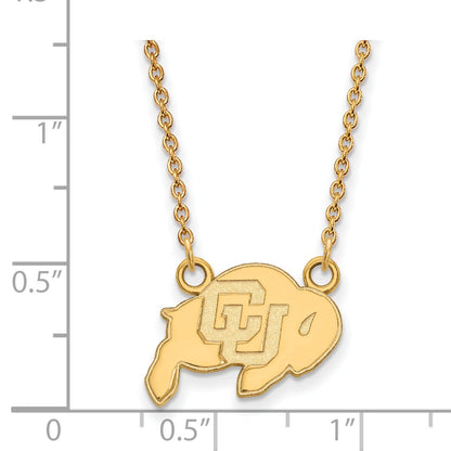 14K Yellow Gold Logoart University Of Colorado Buffalo Small Pendant 18 Inch Necklace