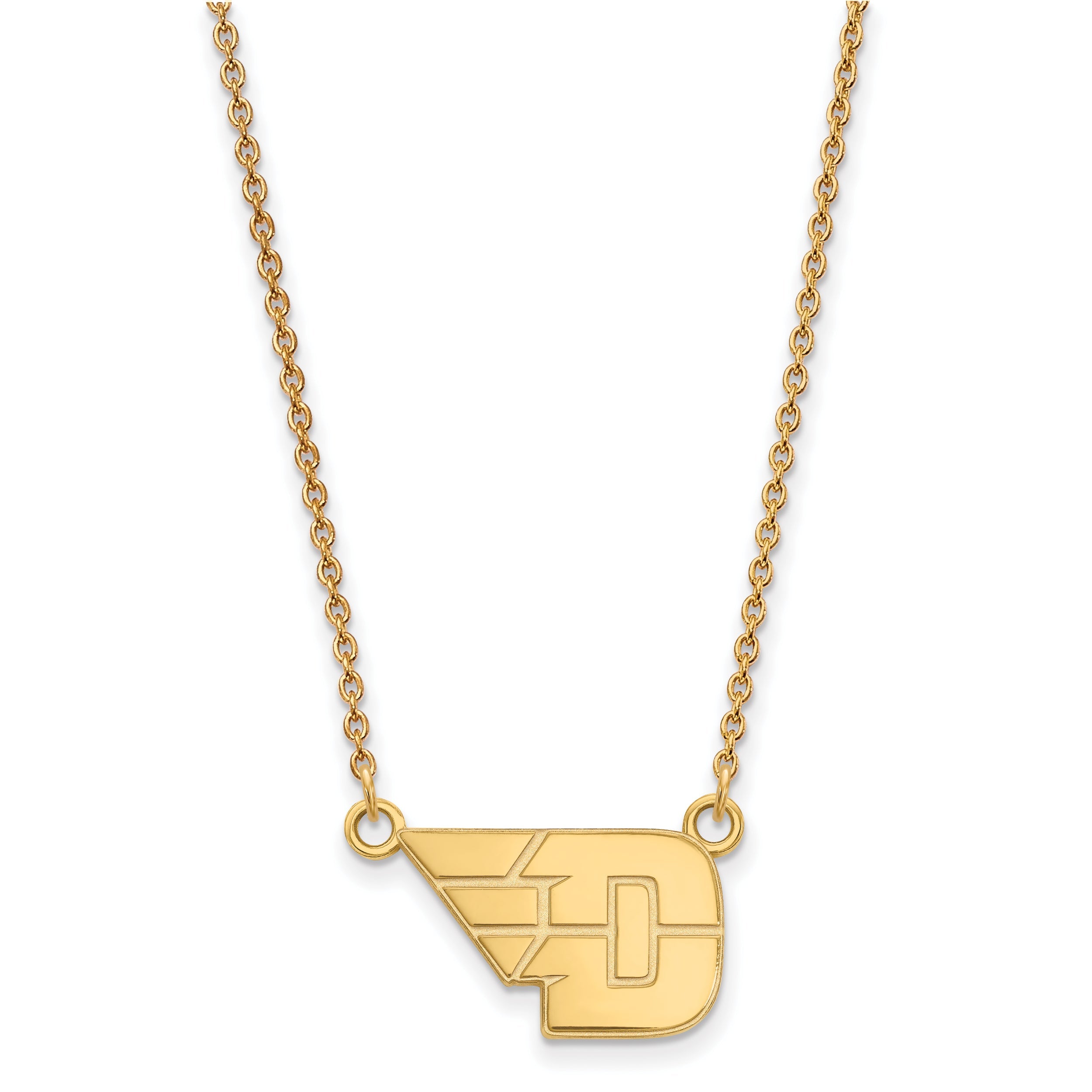 Gold Plated Sterling Silver Logoart University Of Dayton Small Pendant 18 Inch Necklace