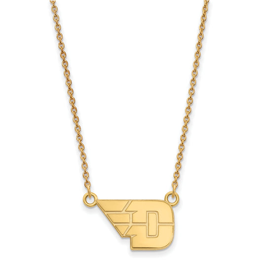 Gold Plated Sterling Silver Logoart University Of Dayton Small Pendant 18 Inch Necklace