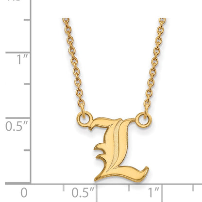 14K Yellow Gold Logoart University Of Louisville Letter L Small Pendant 18 Inch Necklace