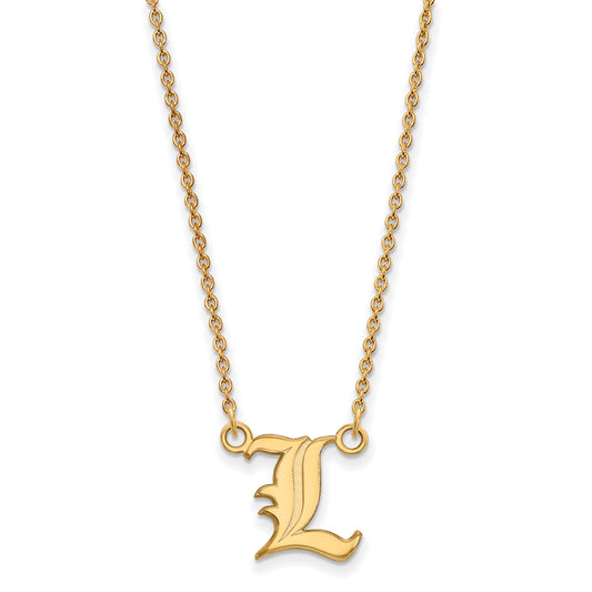 Gold Plated Sterling Silver Logoart University Of Louisville Letter L Small Pendant 18 Inch Necklace