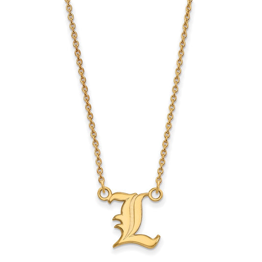 14K Yellow Gold Logoart University Of Louisville Letter L Small Pendant 18 Inch Necklace