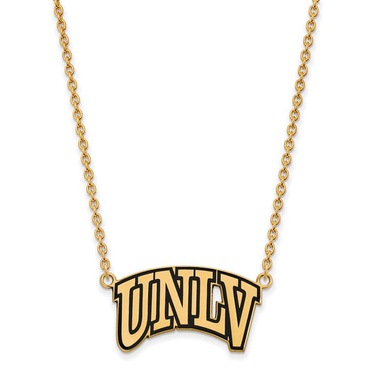 Gold Plated Sterling Silver Logoart University Of Nevada Las Vegas U N L V Large Enameled Pendant 18 Inch Necklace