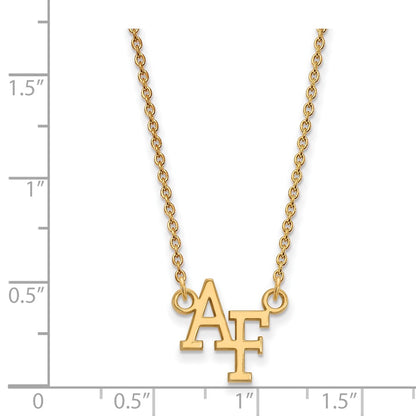Gold Plated Sterling Silver Logoart United States Air Force Academy A F Small Pendant 18 Inch Necklace