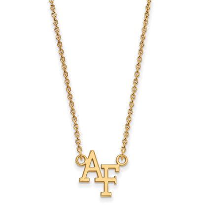 Gold Plated Sterling Silver Logoart United States Air Force Academy A F Small Pendant 18 Inch Necklace
