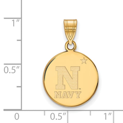 14K Yellow Gold Logoart Us Naval Academy Medium Disc Pendant