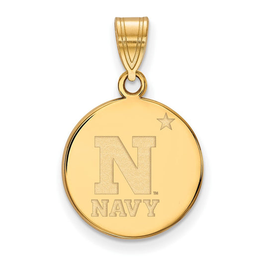 Gold Plated Sterling Silver Logoart Us Naval Academy Medium Disc Pendant