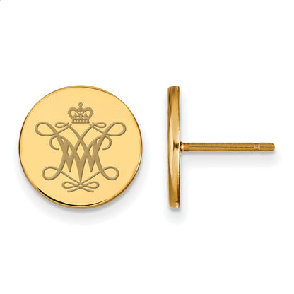 Gold Plated Sterling Silver Logoart College Of William And Mary Extra Small Enameled Disc Earrings