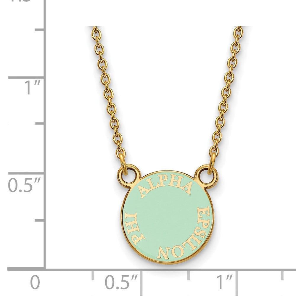 Gold Plated Sterling Silver Logoart Alpha Epsilon Phi Extra Sorority Text Small Color Enamel Pendant 18 Inch Necklace