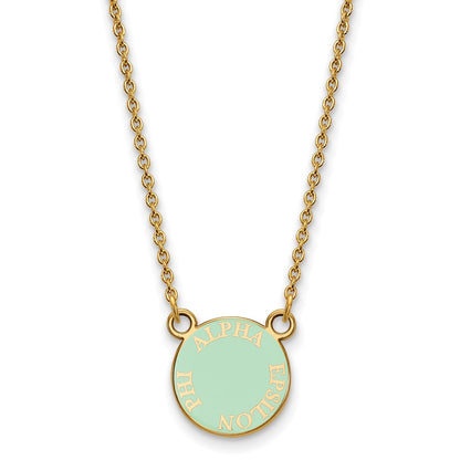 Gold Plated Sterling Silver Logoart Alpha Epsilon Phi Extra Sorority Text Small Color Enamel Pendant 18 Inch Necklace