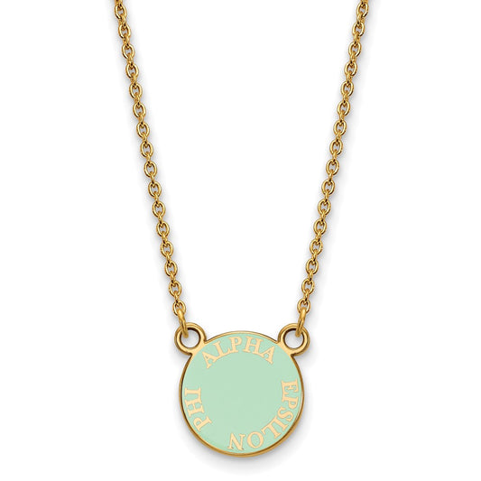 Gold Plated Sterling Silver Logoart Alpha Epsilon Phi Extra Sorority Text Small Color Enamel Pendant 18 Inch Necklace