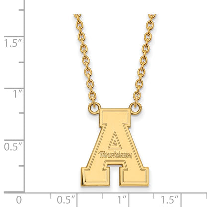 10K Yellow Gold Logoart Appalachian State University Large Pendant 18 Inch Necklace