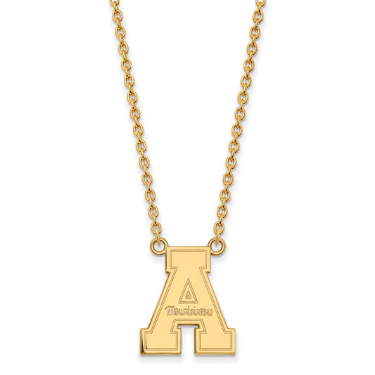 14K Yellow Gold Logoart Appalachian State University Large Pendant 18 Inch Necklace
