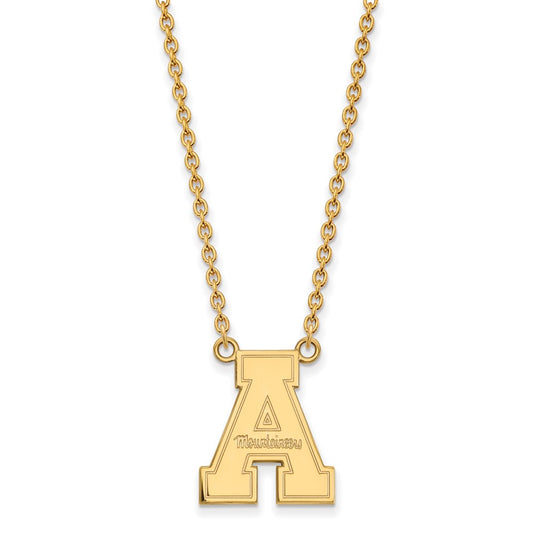 Gold Plated Sterling Silver Logoart Appalachian State University Large Pendant 18 Inch Necklace