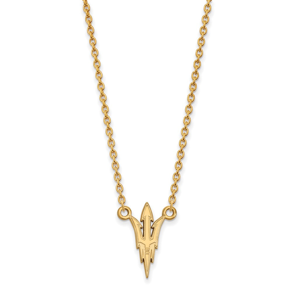 10K Yellow Gold Logoart Arizona State University Pitchfork Large Pendant 18 Inch Necklace