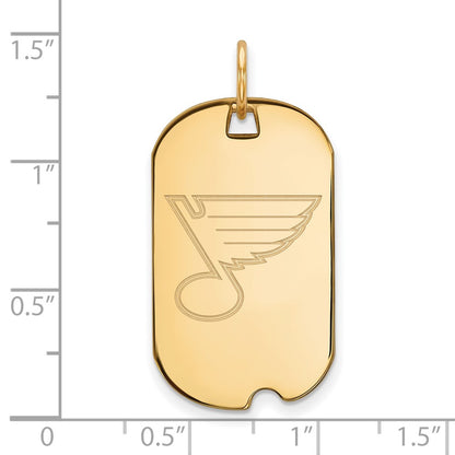 Gold Plated Sterling Silver Nhl Logoart St. Louis Blues Small Dog Tag Pendant