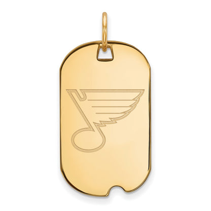 Gold Plated Sterling Silver Nhl Logoart St. Louis Blues Small Dog Tag Pendant