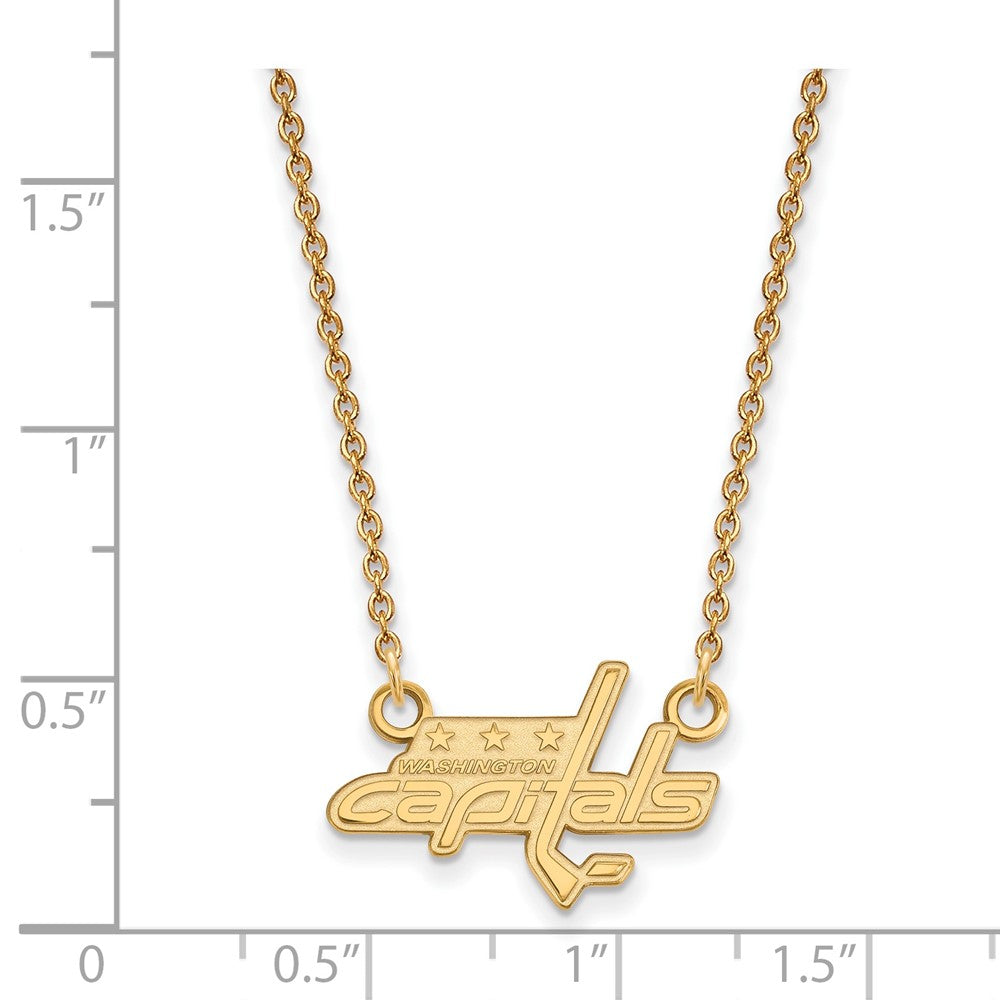 10K Yellow Gold Nhl Logoart Washington Capitals Small Pendant 18 Inch Necklace