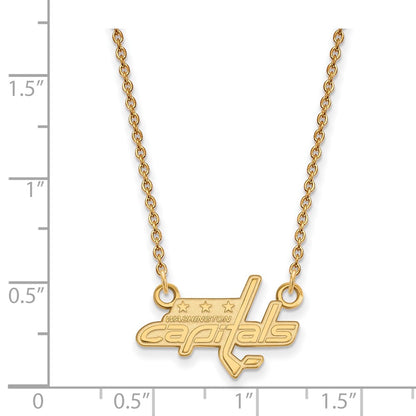 10K Yellow Gold Nhl Logoart Washington Capitals Small Pendant 18 Inch Necklace