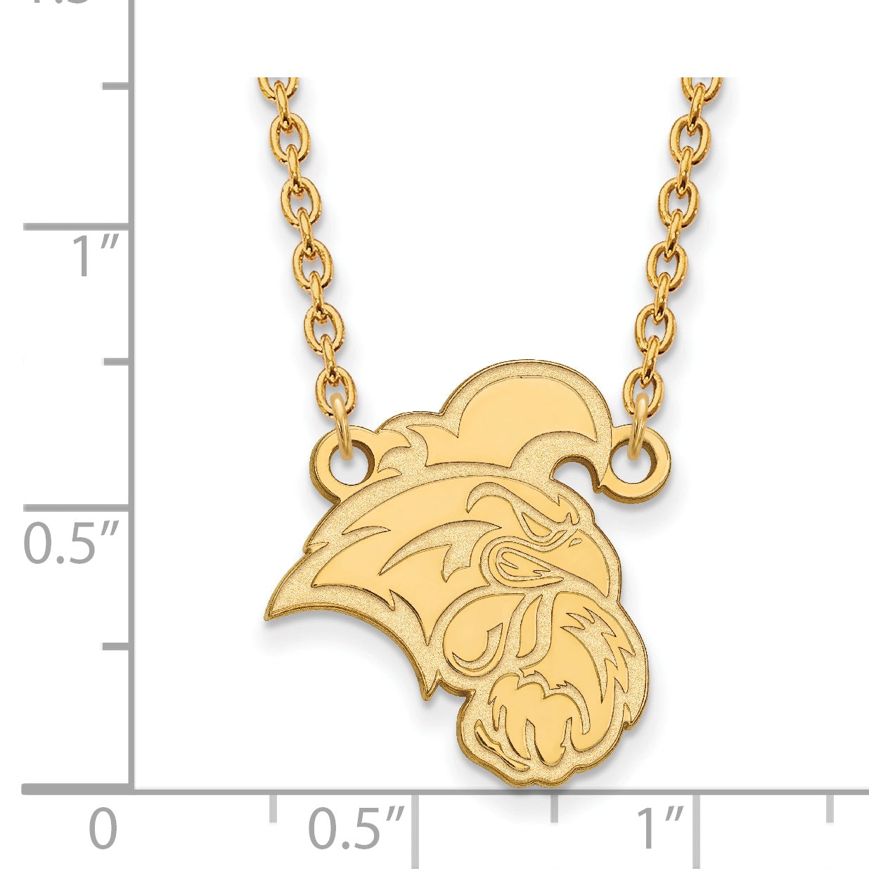 14K Yellow Gold Logoart Coastal Carolina University Chanticleer Large Pendant 18 Inch Necklace