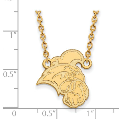 14K Yellow Gold Logoart Coastal Carolina University Chanticleer Large Pendant 18 Inch Necklace
