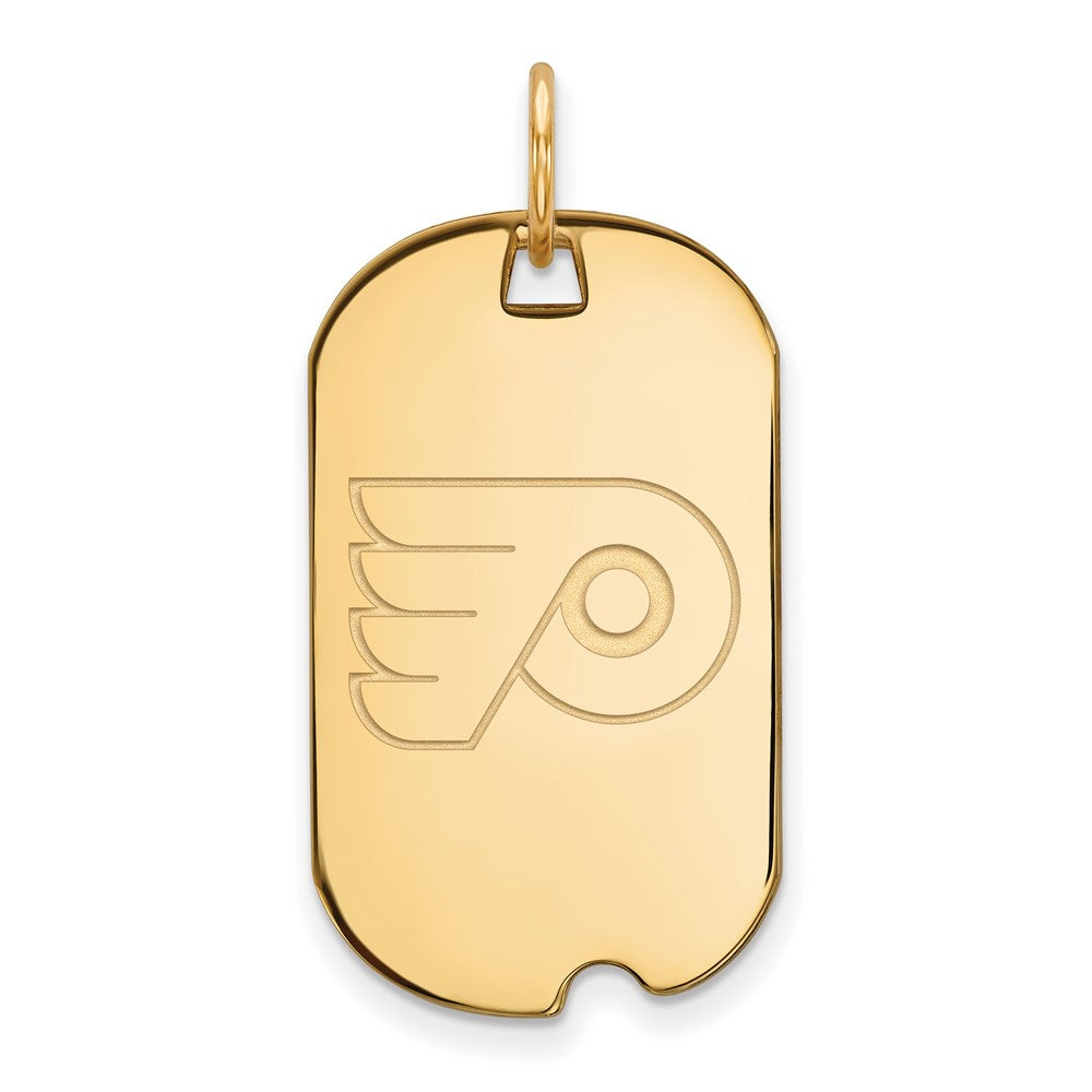 Gold Plated Sterling Silver Nhl Logoart Philadelphia Flyers Small Dog Tag Pendant