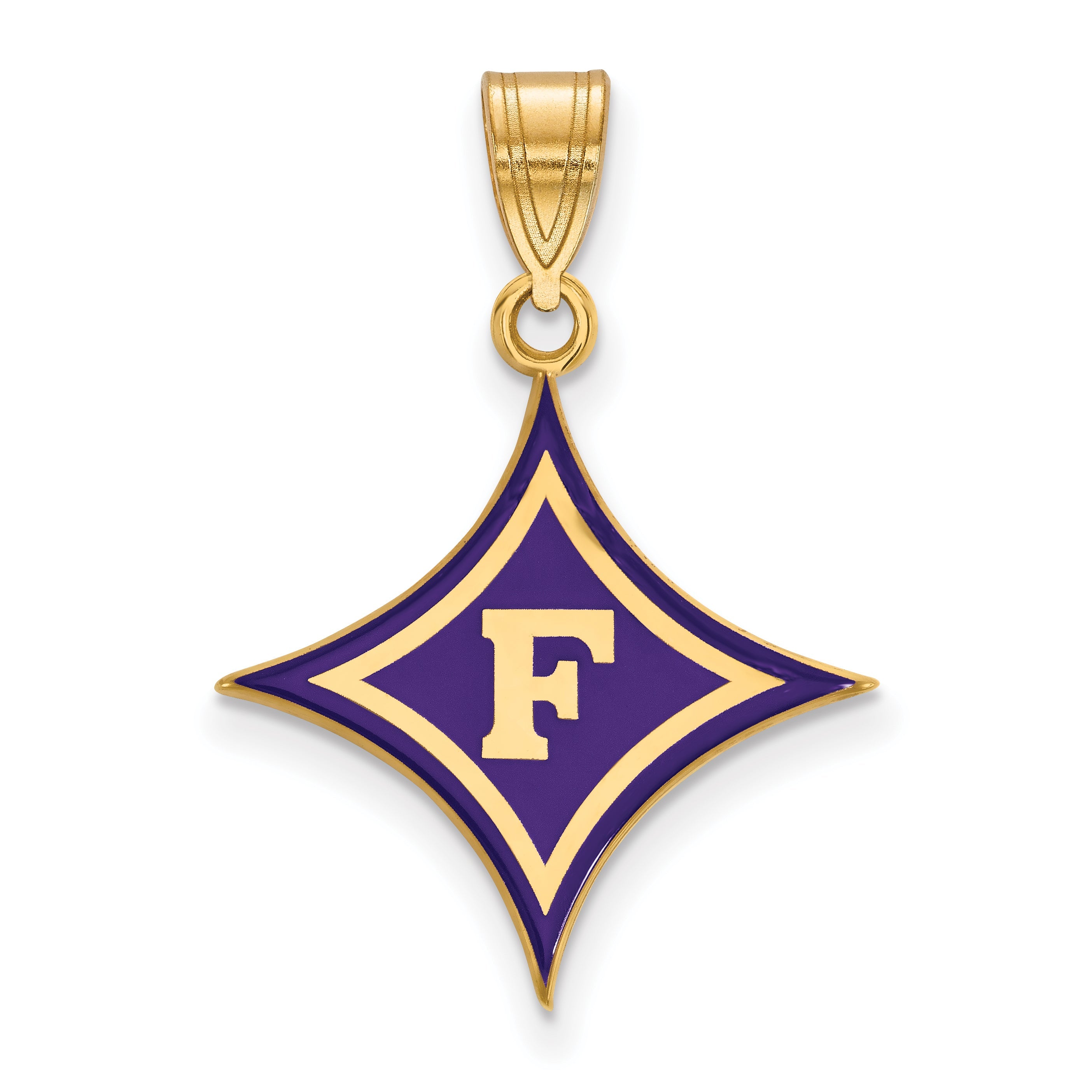 Gold Plated Sterling Silver Logoart Furman University Large Enameled Pendant