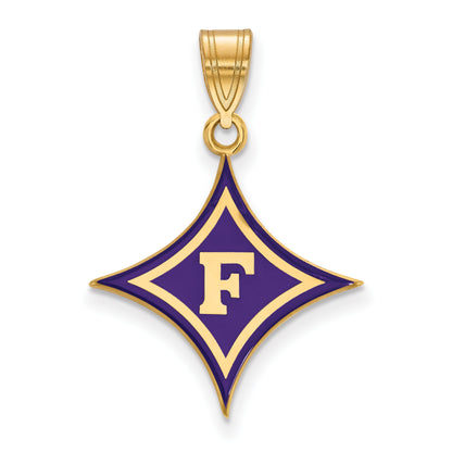 Gold Plated Sterling Silver Logoart Furman University Large Enameled Pendant