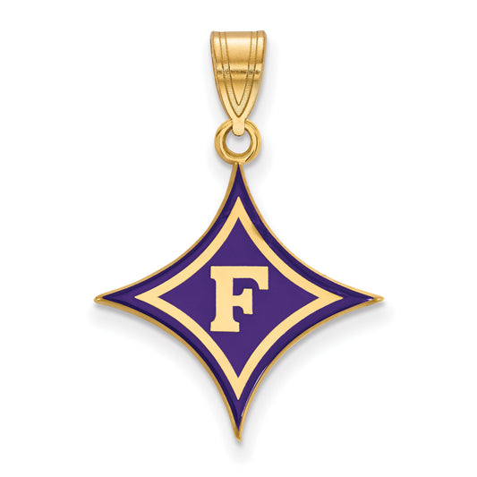 Gold Plated Sterling Silver Logoart Furman University Large Enameled Pendant